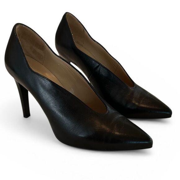 Nero Giardini Shoes - NeroGiardini Black Leather Pointed Toe Stiletto Pumps